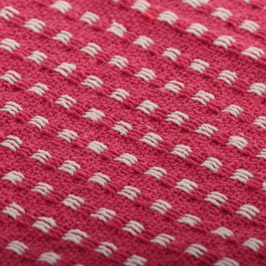 vidaXL Manta a cuadros de algodón rosa 125x150 cm