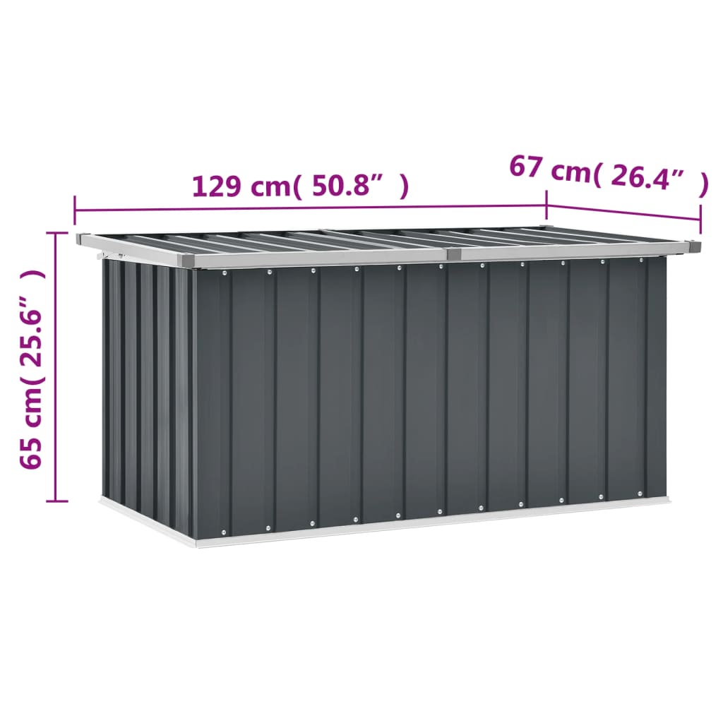 vidaXL Caja de almacenaje para jardín gris 129x67x65 cm