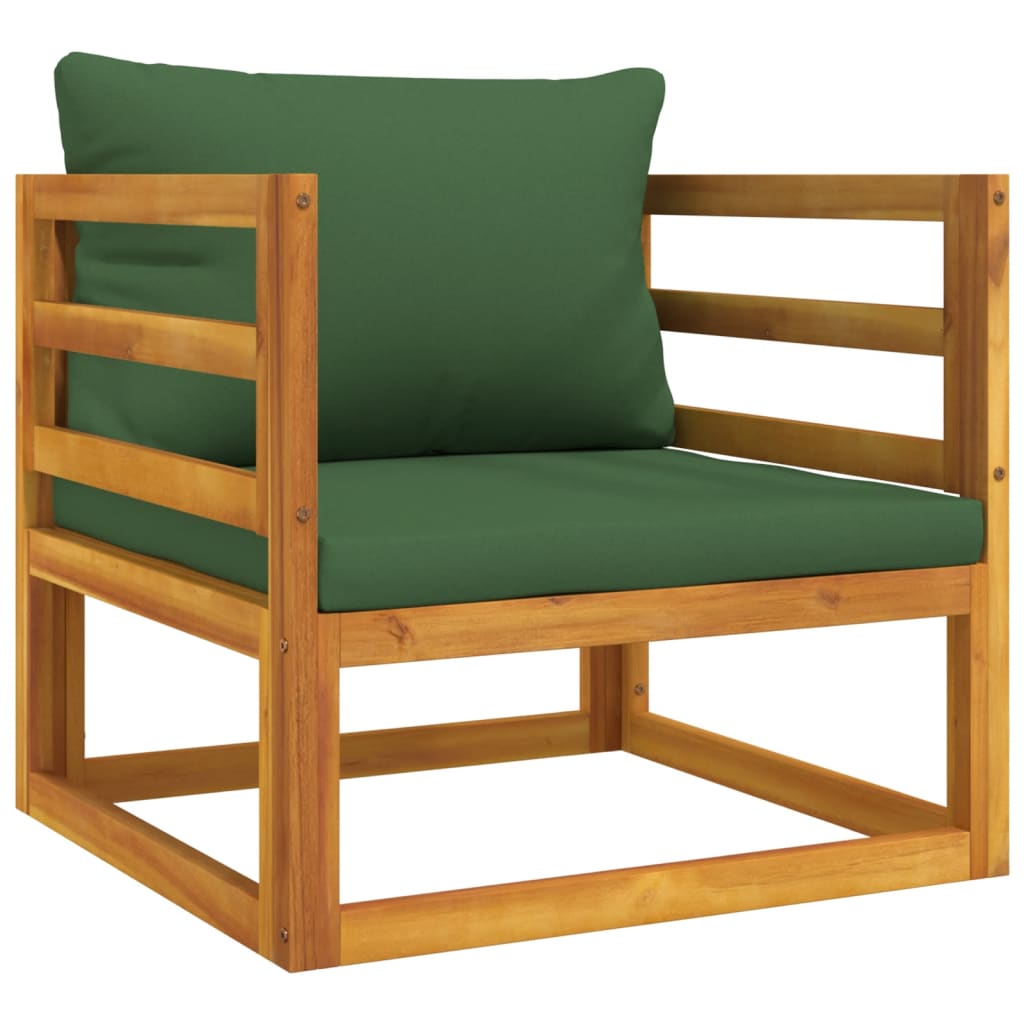 vidaXL Juego muebles de jardín 12 pzas madera maciza y cojines verdes