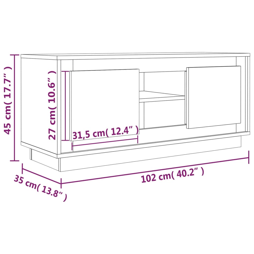 vidaXL Mueble para TV madera contrachapada negro 102x35x45 cm