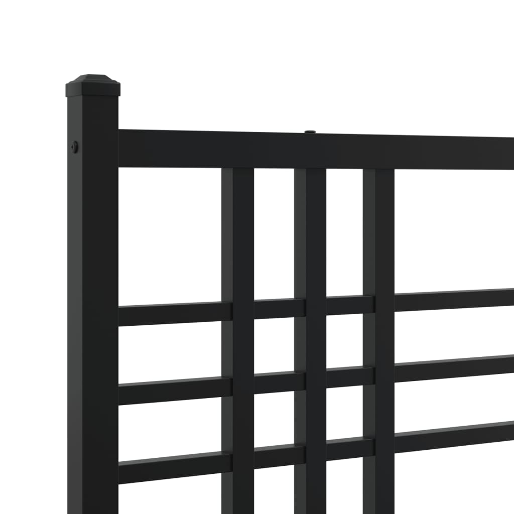 vidaXL Estructura de cama con cabecero metal negro 135x190 cm