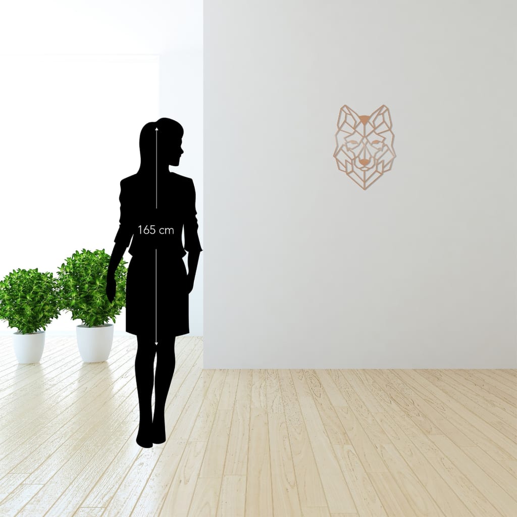 Homemania Adorno de pared Wolf acero cobre 41x57 cm