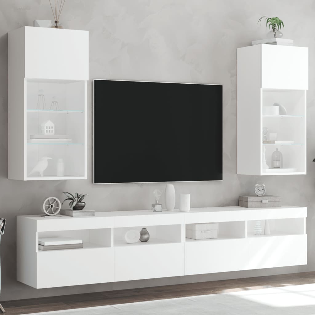 vidaXL Muebles para TV con luces LED 2 uds blanco 40,5x30x90 cm