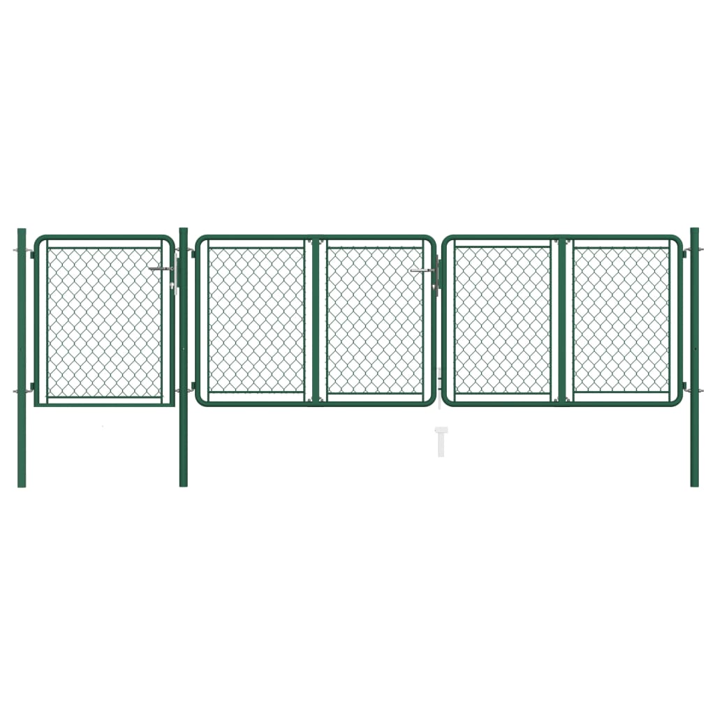 vidaXL Puerta de jardín de acero verde 75x395 cm