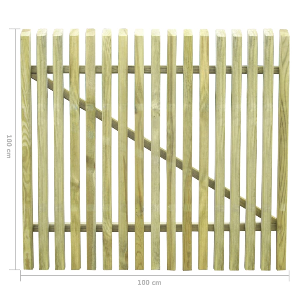 vidaXL Puerta de jardín de estacas madera de pino impregnada 100x100cm