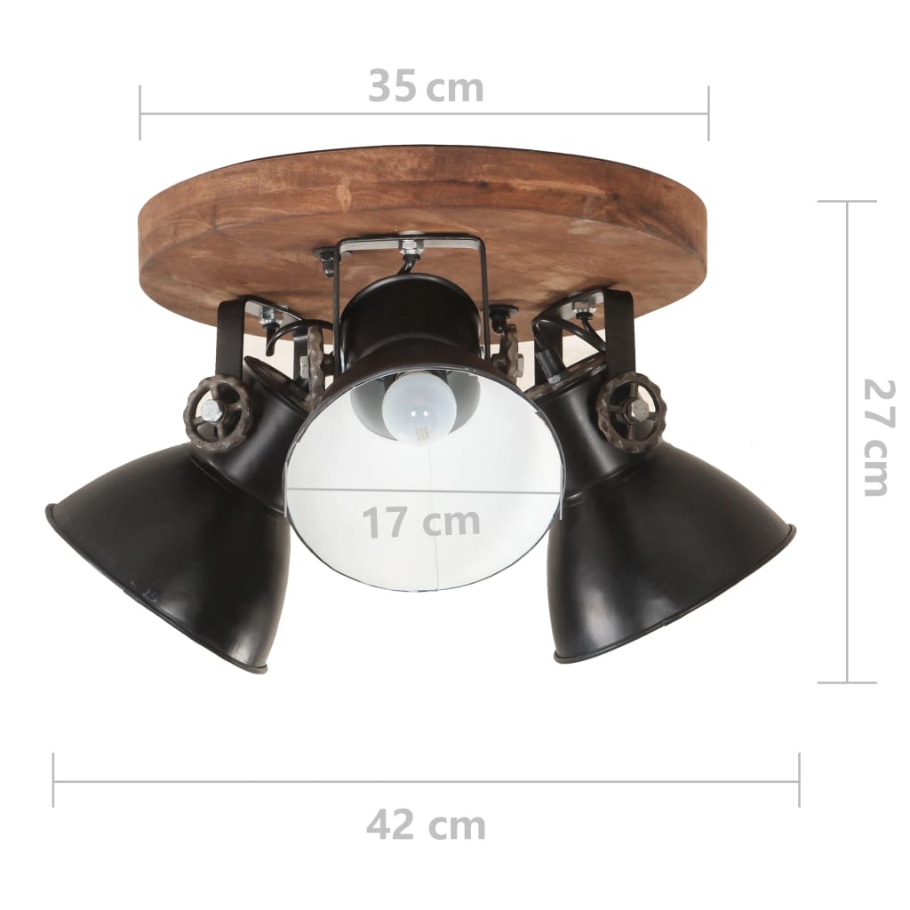 vidaXL Lámpara de techo industrial negra 25 W 42x27 cm E27