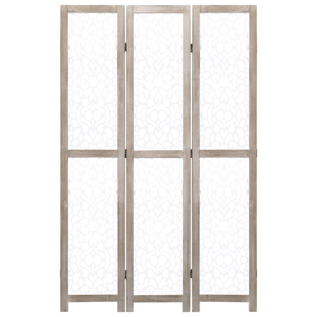 vidaXL Biombo de 3 paneles madera maciza blanco 105x165 cm