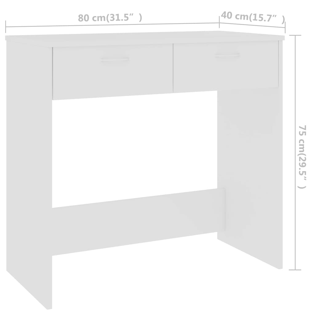 vidaXL Escritorio de madera contrachapada blanco 80x40x75 cm