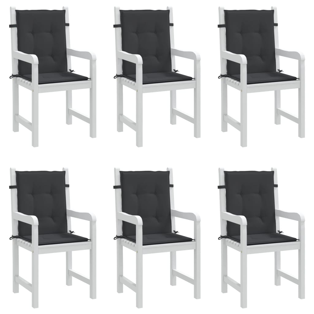 vidaXL Cojines para sillas de jardín 6 unidades negro 100x50x3 cm
