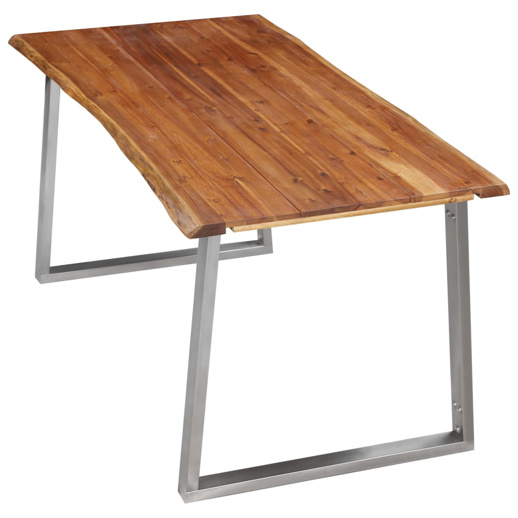 vidaXL Mesa de comedor madera de acacia y acero inoxidable 160x80x75cm