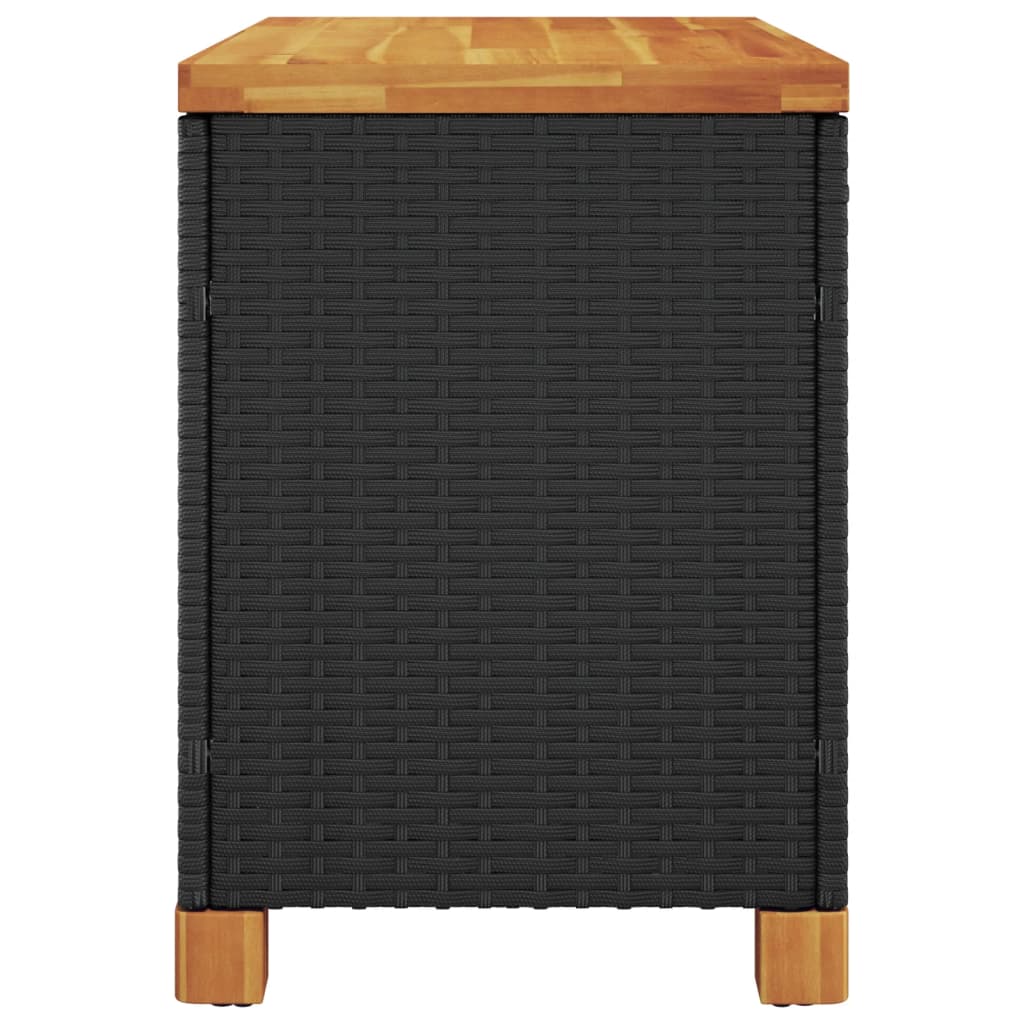vidaXL Caja de almacenaje jardín madera acacia ratán negro 80x40x48 cm