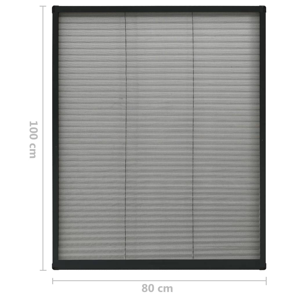 vidaXL Mosquitera plisada para ventanas aluminio antracita 80x100cm
