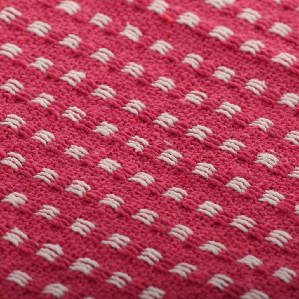 vidaXL Manta a cuadros de algodón rosa 160x210 cm