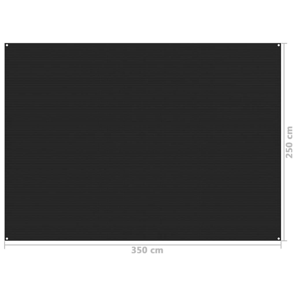 vidaXL Alfombra de tienda de campaña negro 250x350 cm