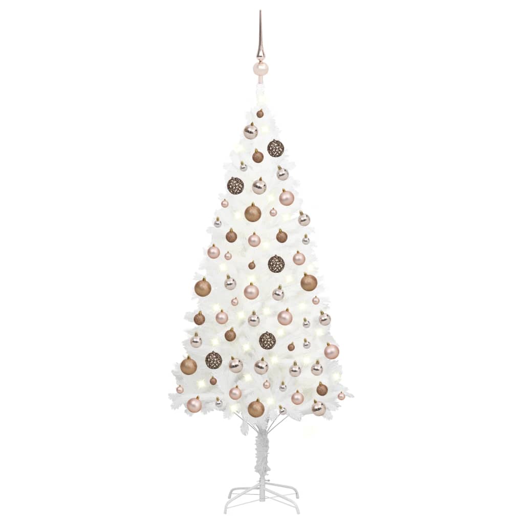 vidaXL Árbol de Navidad preiluminado con luces y bolas blanco 150 cm