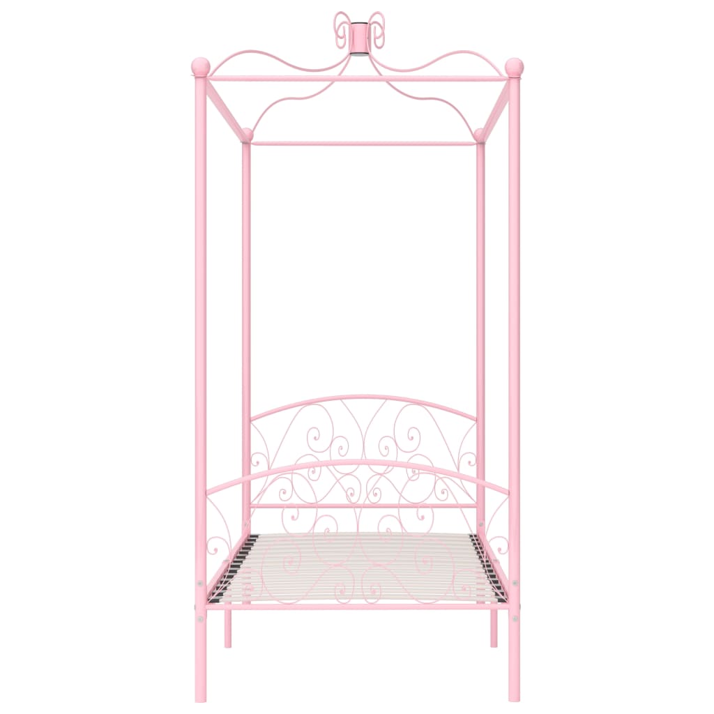 vidaXL Estructura de cama con dosel metal rosa 90x200 cm