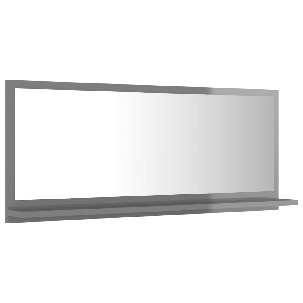 vidaXL Espejo de baño madera contrachapada gris brillo 90x10,5x37 cm