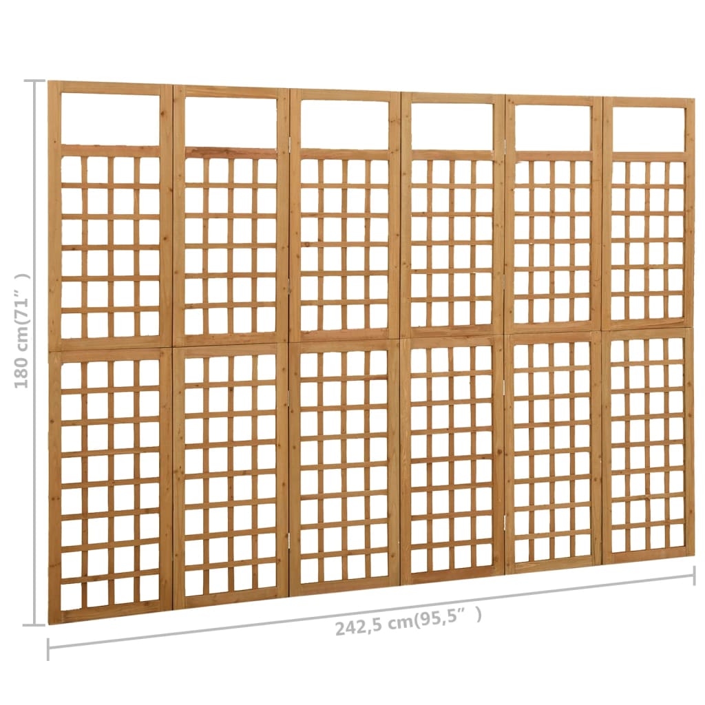 vidaXL Biombo/Enrejado de 6 paneles madera de abeto 242,5x180 cm