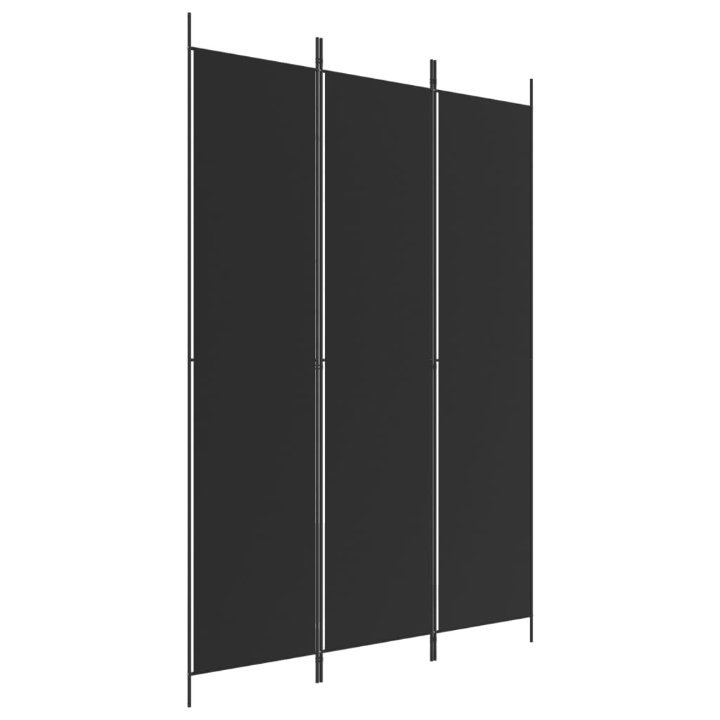 vidaXL Biombo divisor de 3 paneles de tela negro 150x220 cm