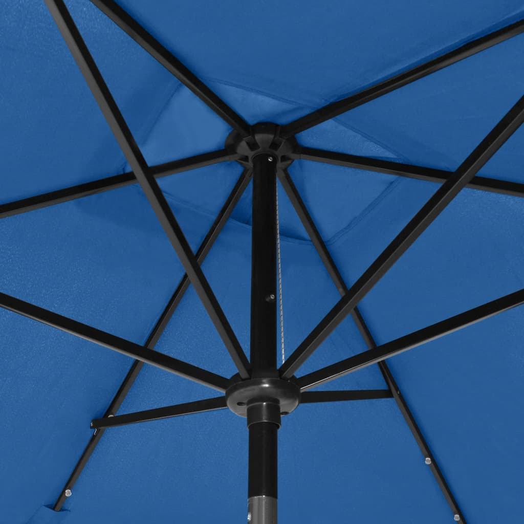 vidaXL Sombrilla con LED y poste de acero azul azure 2x3 m