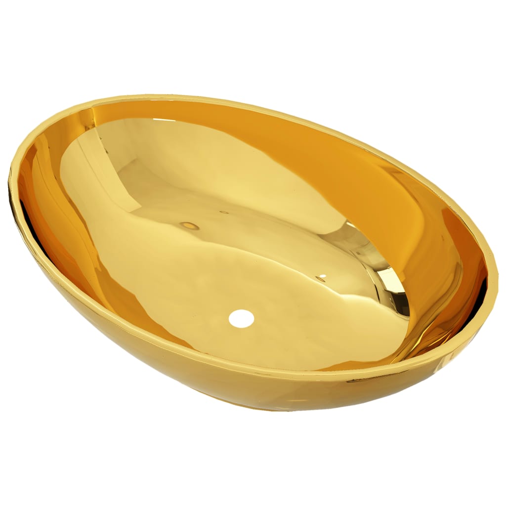vidaXL Lavabo 40x33x13,5 cm cerámica dorado
