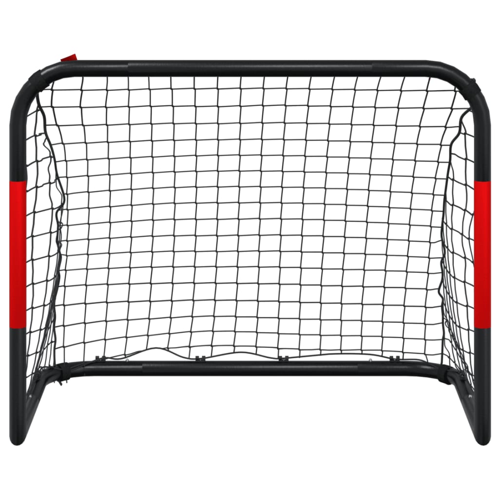 vidaXL Portería de fútbol con red acero rojo y negro 90x48x71 cm