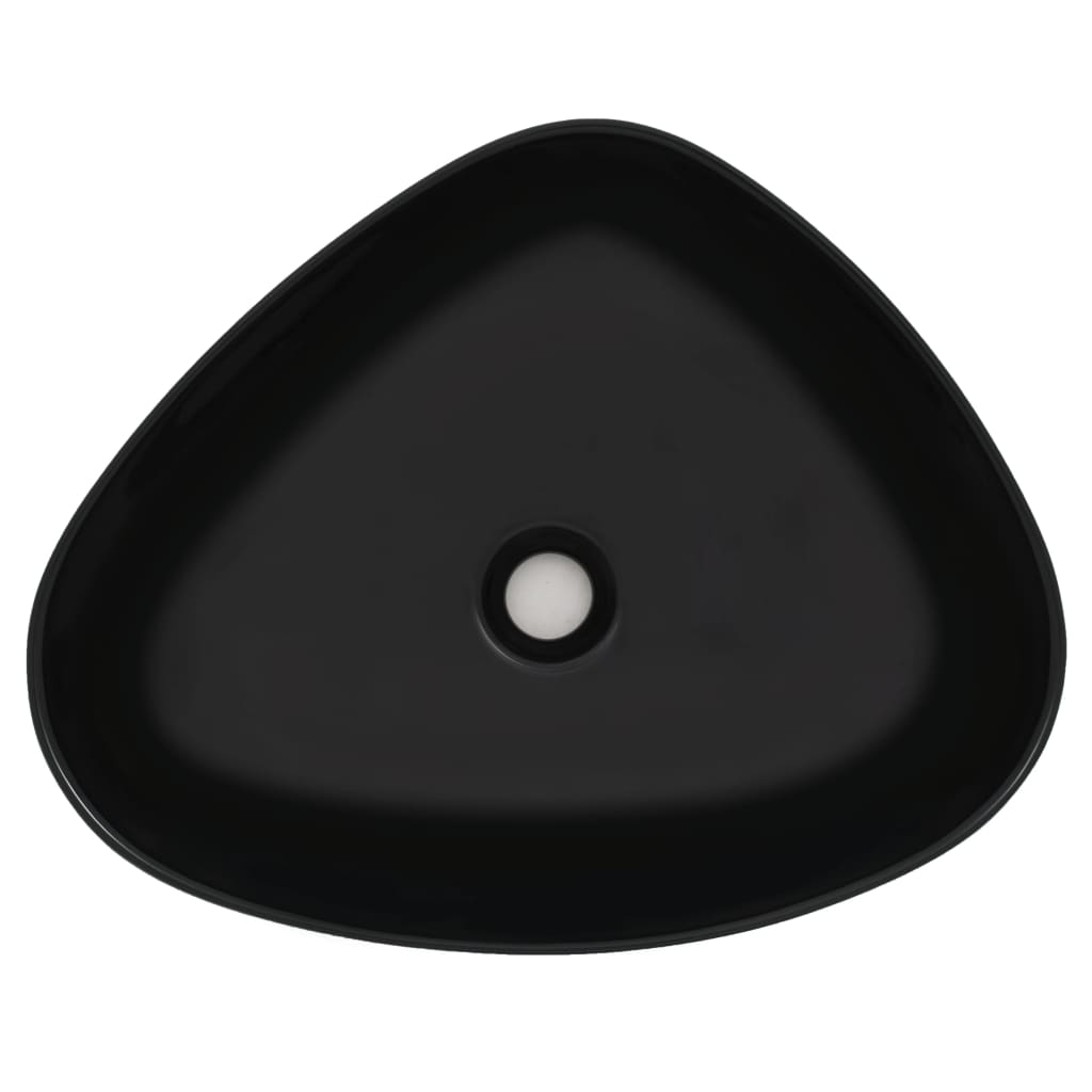 vidaXL Lavabo triangular de cerámica negro 50,5x41x12 cm
