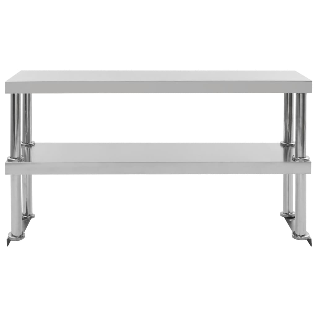 vidaXL Estante mesa de trabajo 2 niveles acero inoxidable 120x30x65 cm