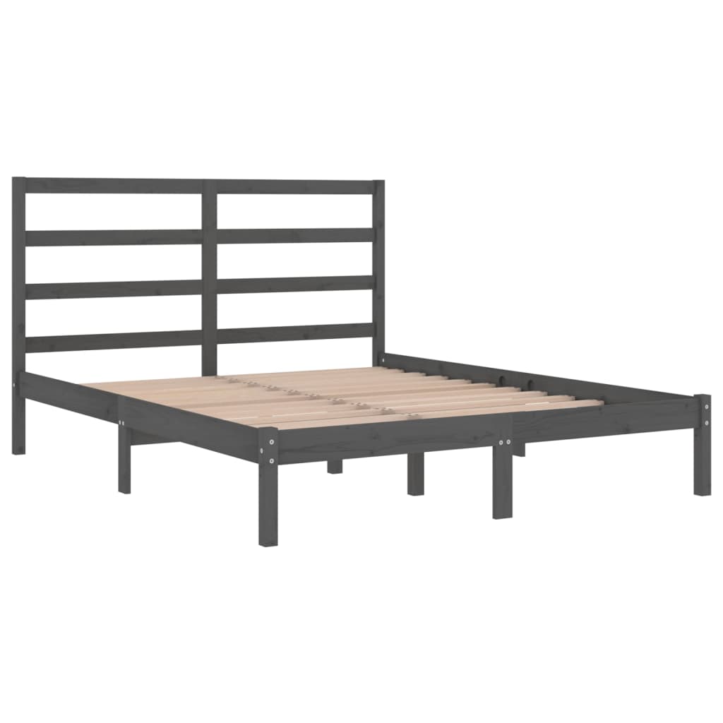 vidaXL Estructura de cama madera maciza de pino gris 120x200 cm