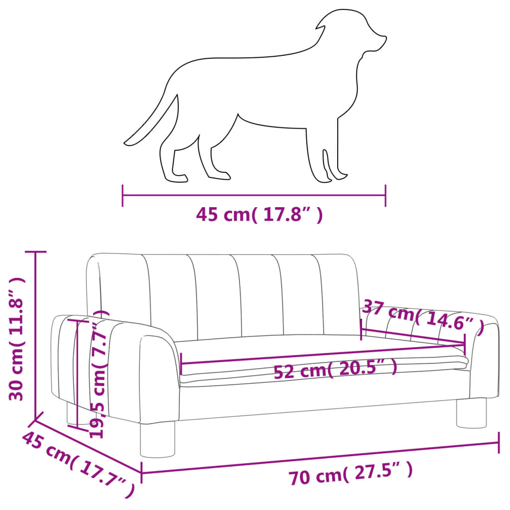 vidaXL Cama para perros de tela gris taupé 70x45x30 cm