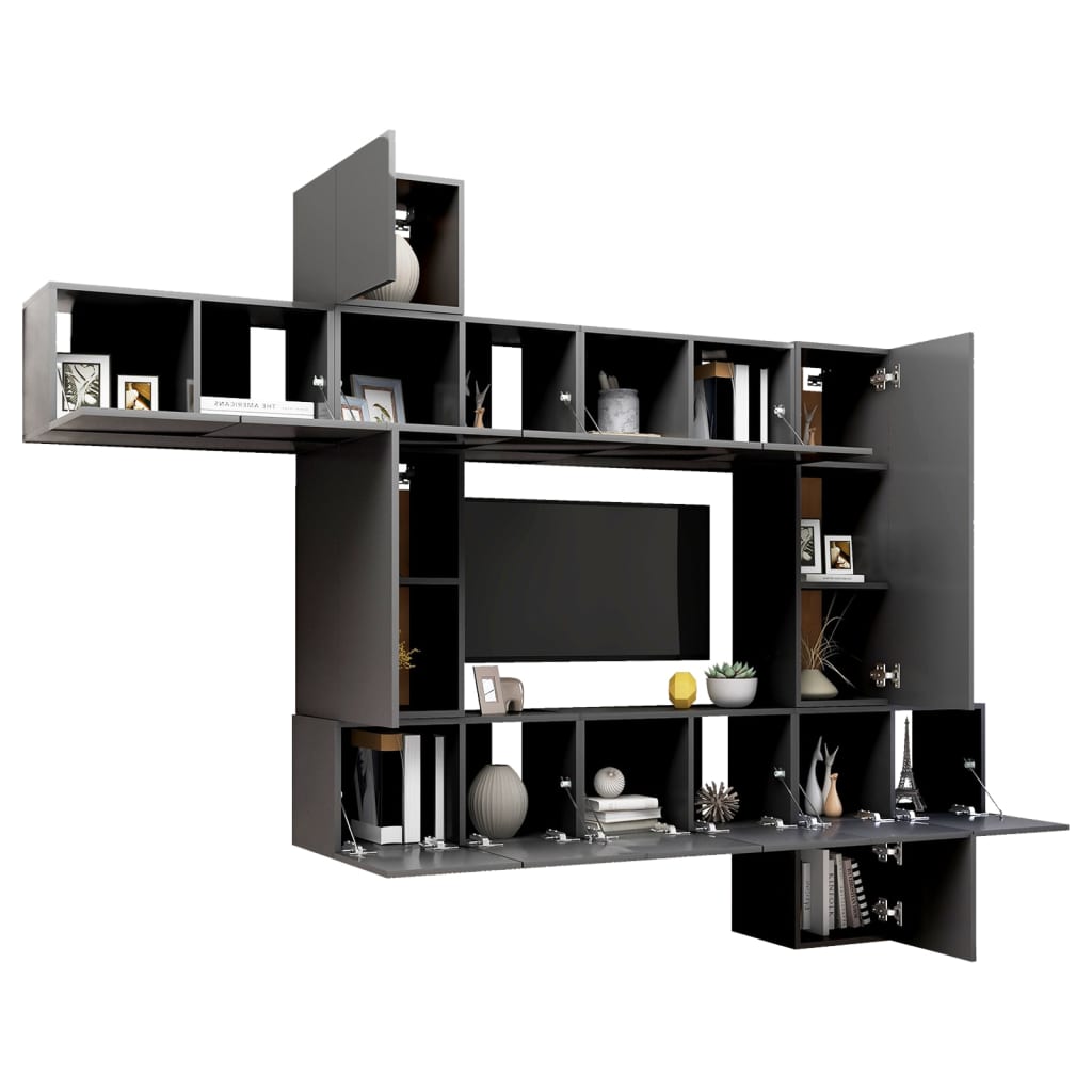 vidaXL Set de muebles de salón 10 piezas madera ingeniería gris