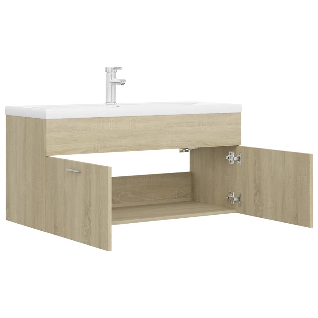 vidaXL Mueble con lavabo madera de ingeniería roble Sonoma