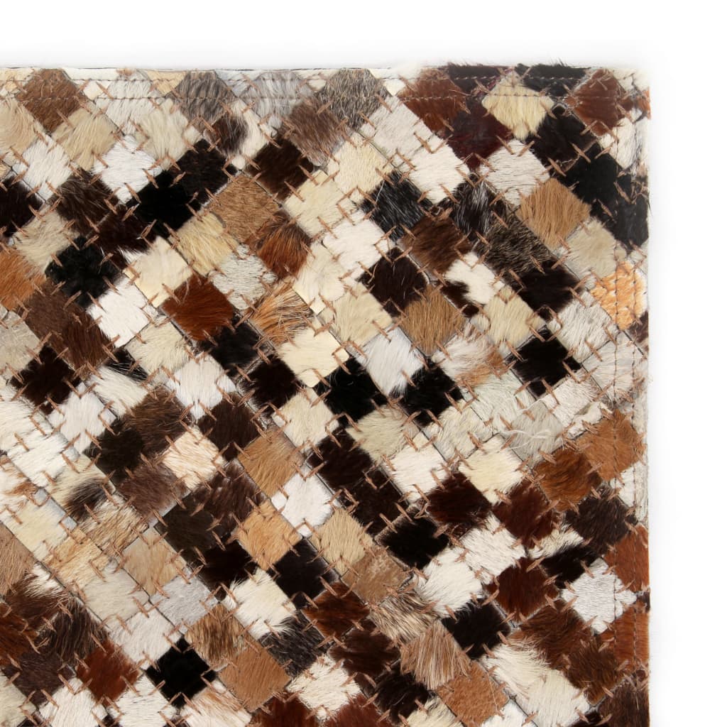 vidaXL Alfombra de retazos de cuero 160x230 cm cuadrados marrón/blanco