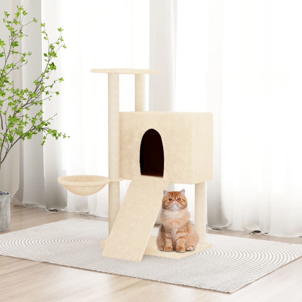 vidaXL Rascador para gatos con postes de sisal crema 96 cm