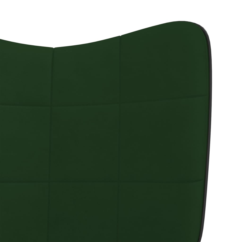 vidaXL Silla mecedora de terciopelo verde oscuro y PVC