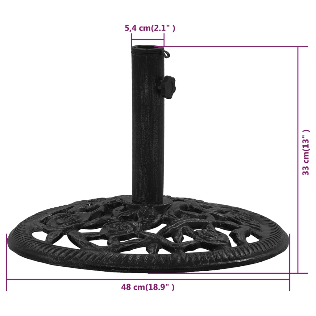 vidaXL Base de sombrilla de hierro fundido negro 48x48x33 cm