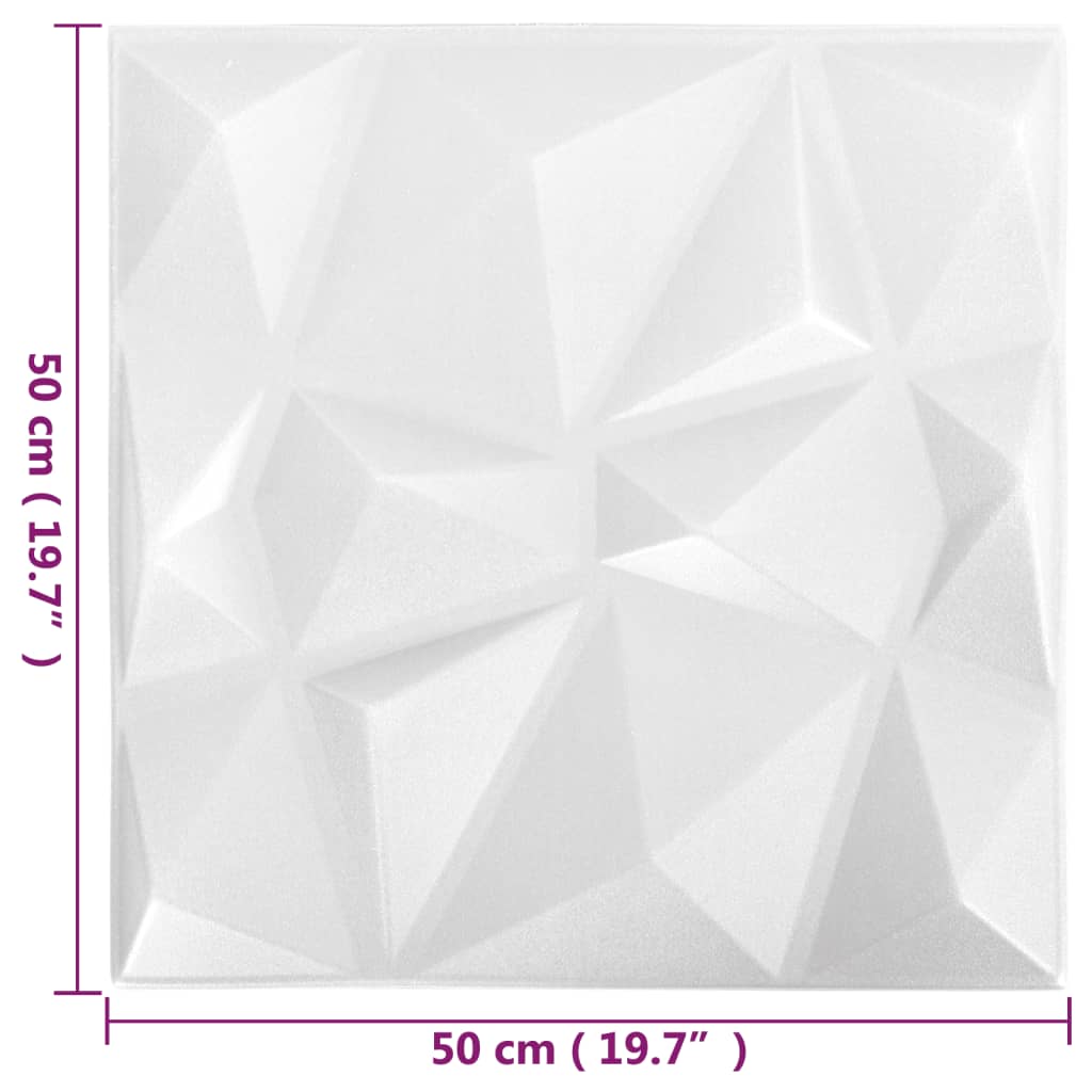 vidaXL Paneles de pared 3D 48 unidades blanco diamante 12 m² 50x50 cm