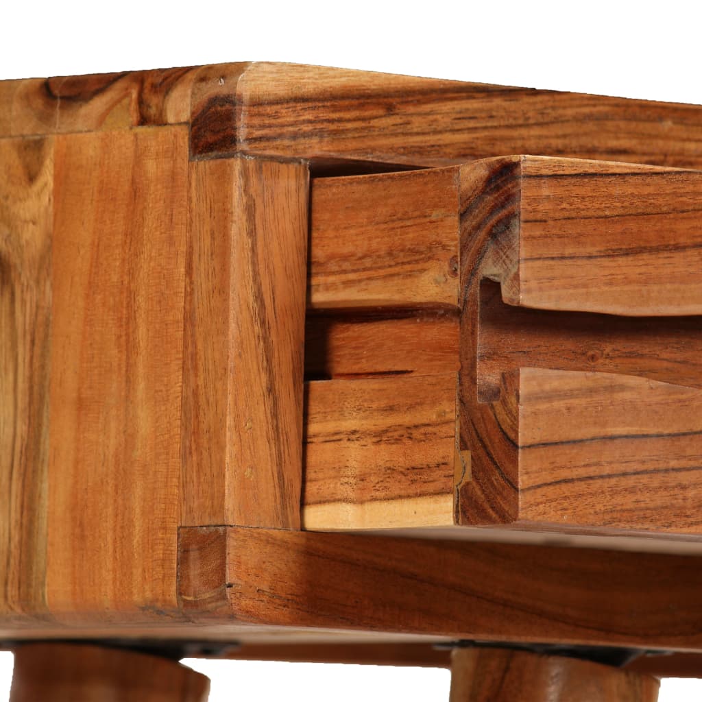 vidaXL Mesa consola madera maciza acacia cajones tallados 118x30x80cm