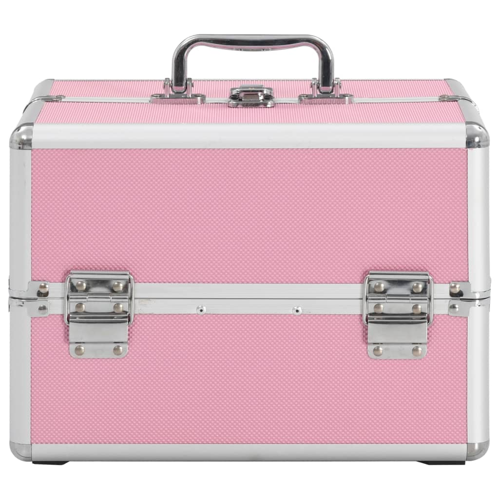 vidaXL Maletín de maquillaje aluminio rosa 22x30x21 cm