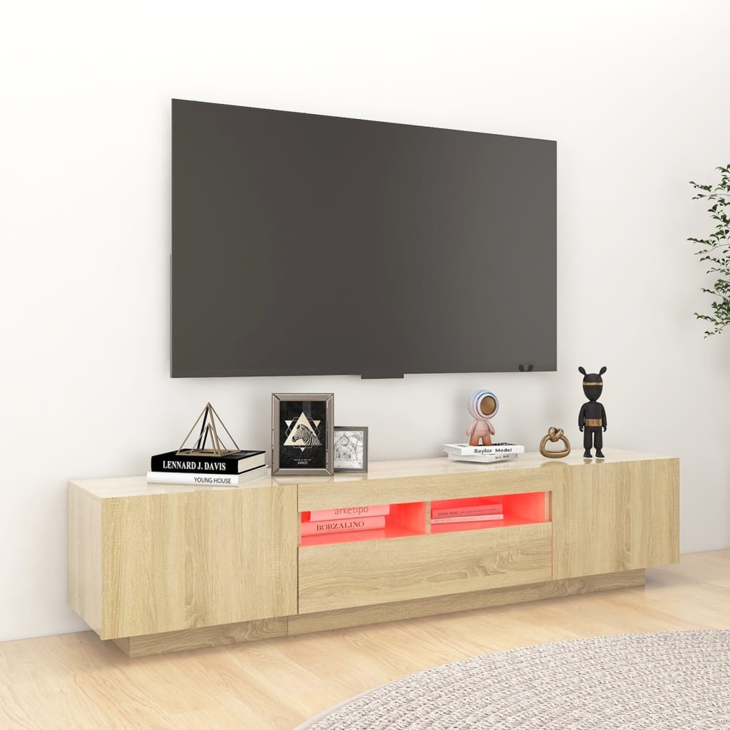 vidaXL Armario TV con luces LED color roble Sonoma 180x35x40 cm