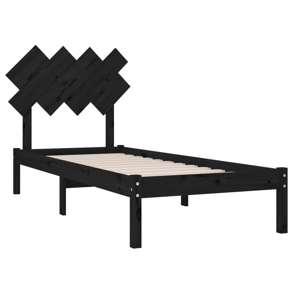 vidaXL Estructura de cama madera maciza negra 90x200 cm