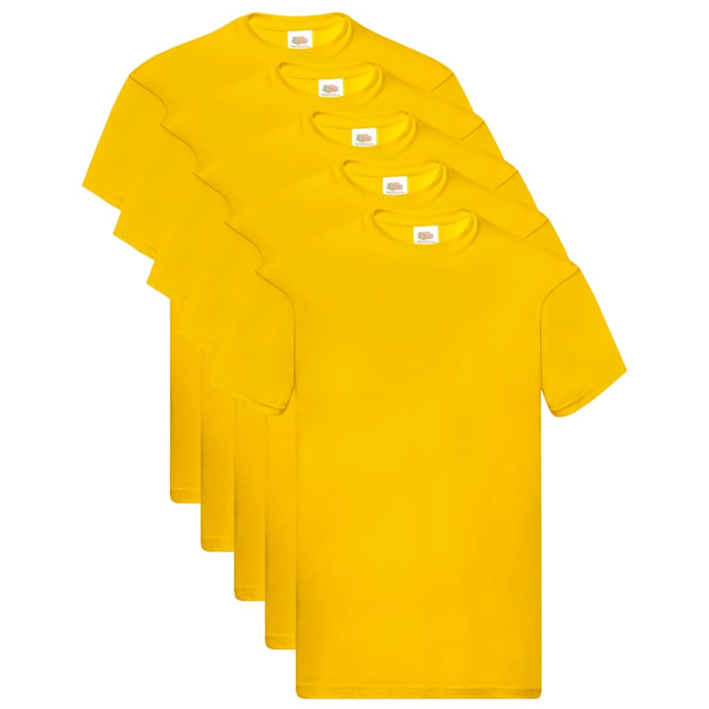 Fruit of the Loom Camisetas originales 5 uds amarillo 3XL algodón