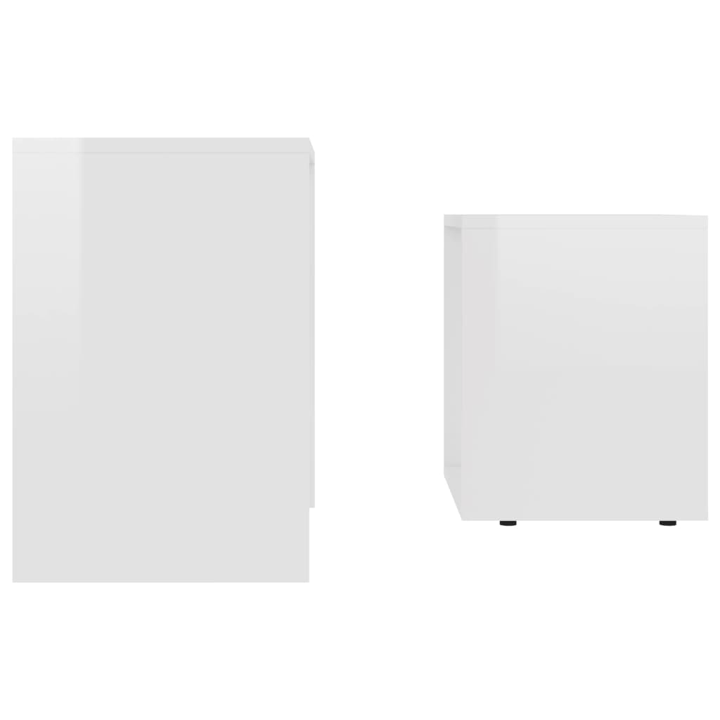 vidaXL Juego de mesas de centro contrachapada blanco brillo 48x30x45cm