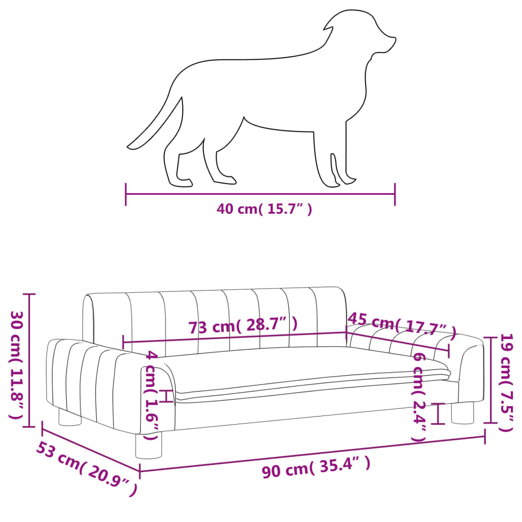 vidaXL Cama para perros de cuero sintético gris 90x53x30 cm