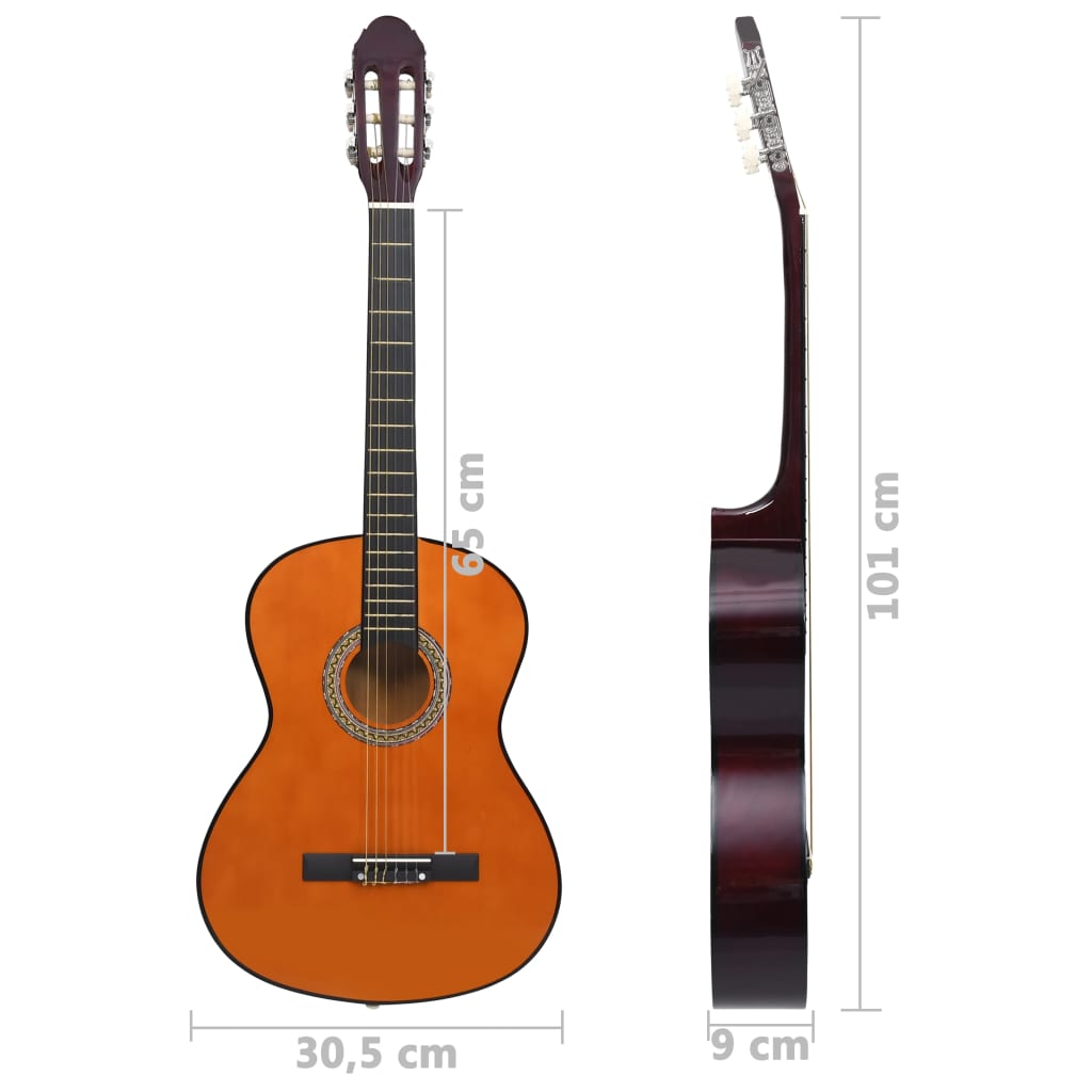 vidaXL Guitarra clásica para principiantes madera de tilo 4/4 39"