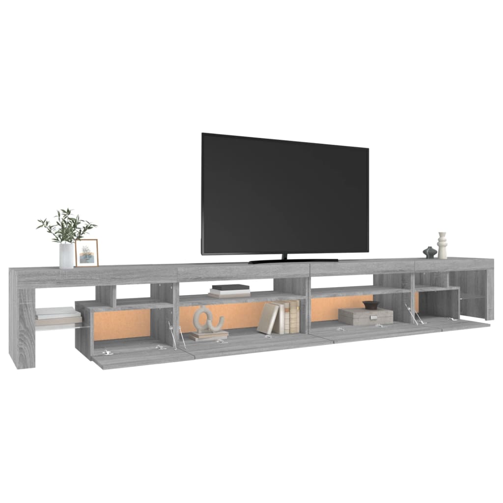 vidaXL Mueble de TV con luces LED gris Sonoma 290x36,5x40 cm