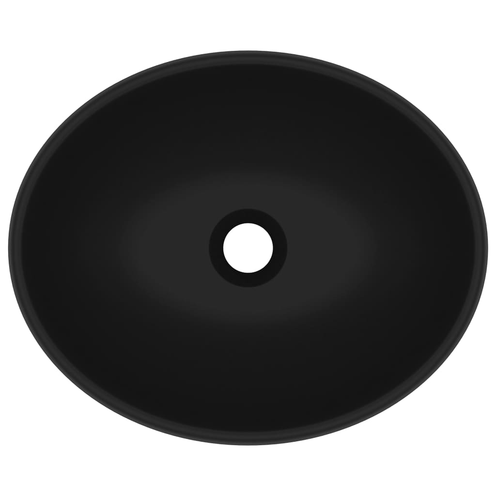 vidaXL Lavabo de lujo ovalado cerámica negro mate 40x33 cm