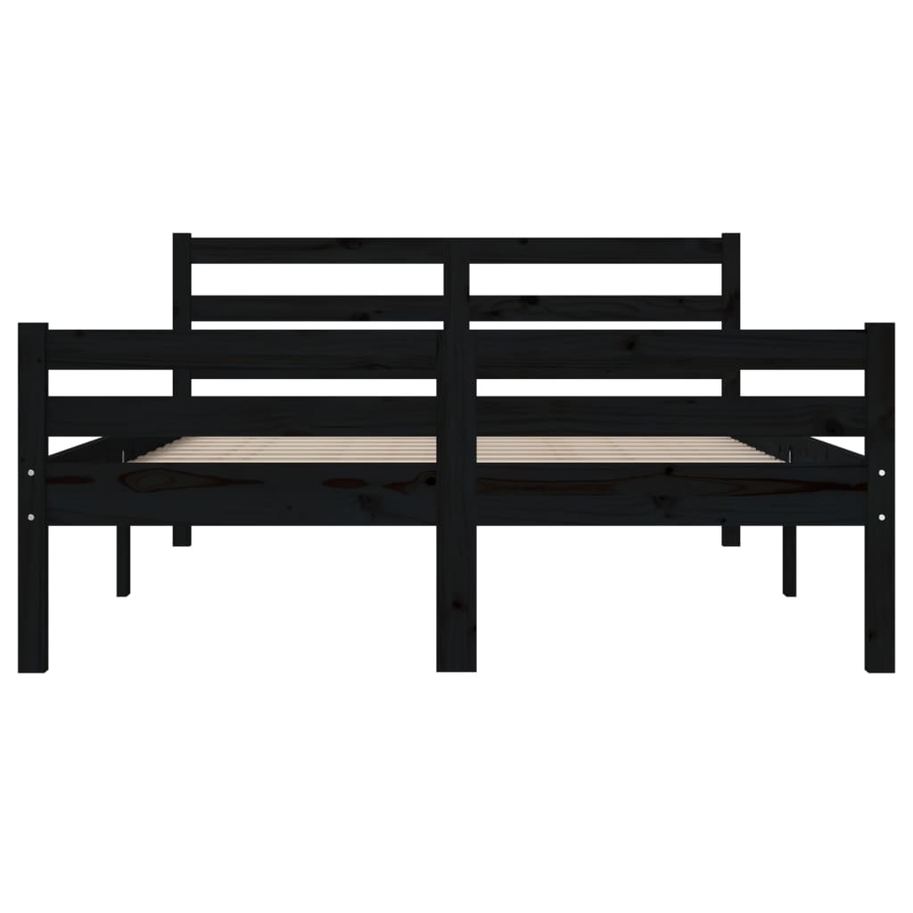 vidaXL Estructura de cama madera maciza negra 140x200 cm