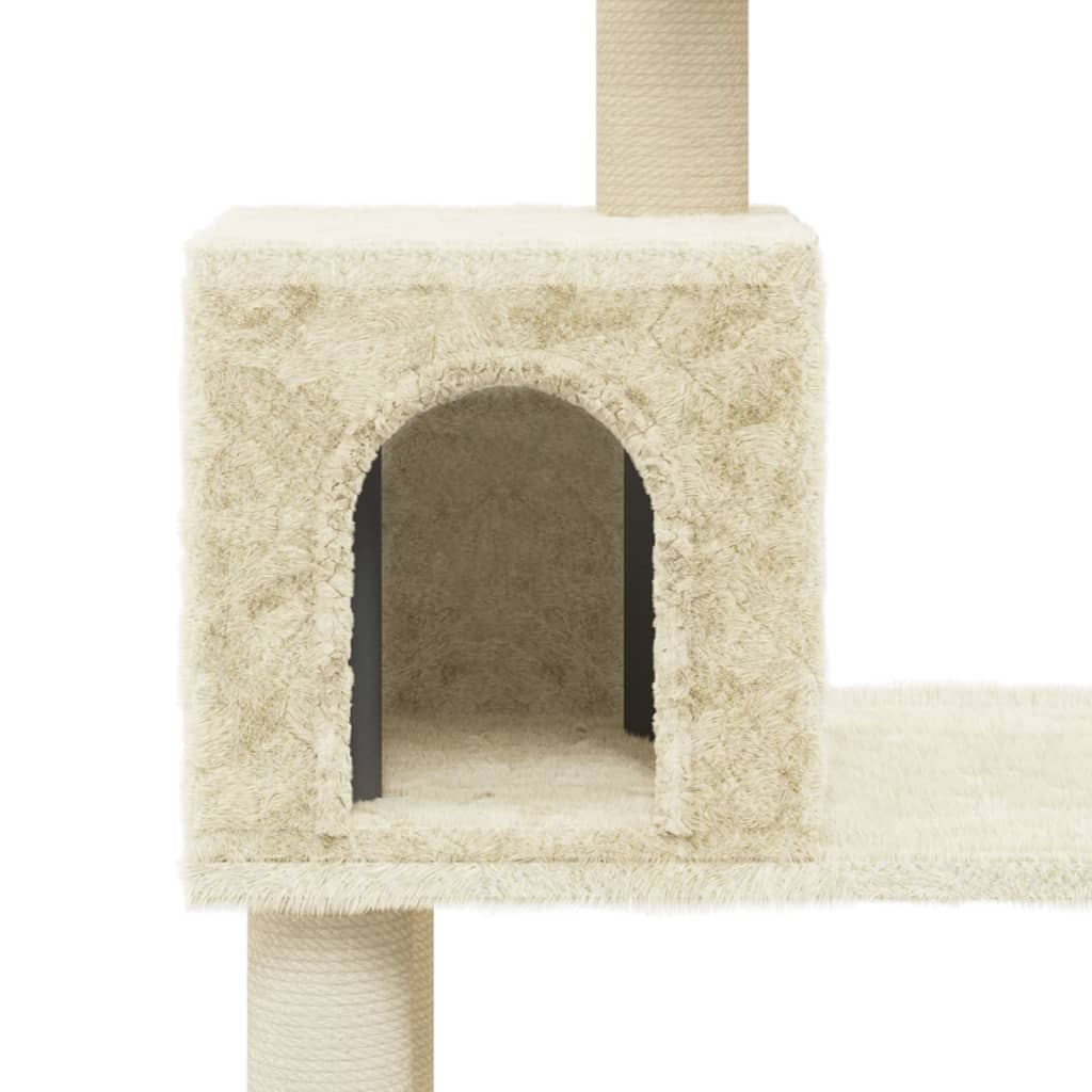vidaXL Rascador para gatos con postes de sisal crema 147 cm