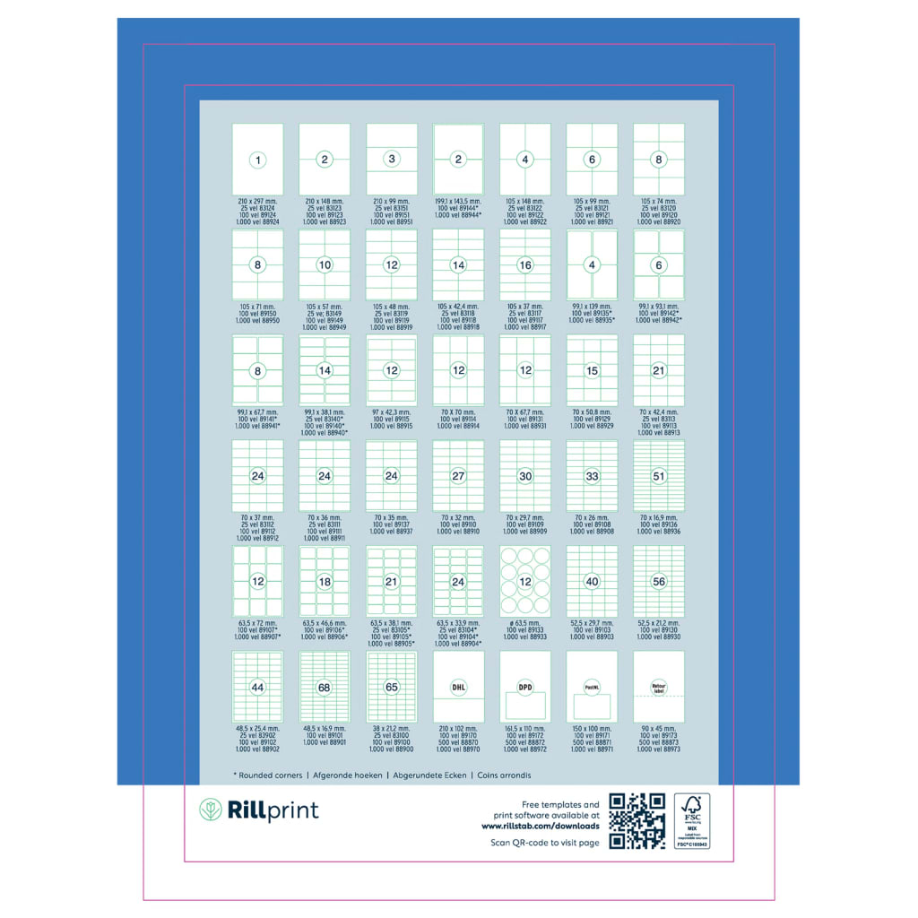 rillprint Etiquetas autoadhesivas 105x148 mm 1000 hojas blanco